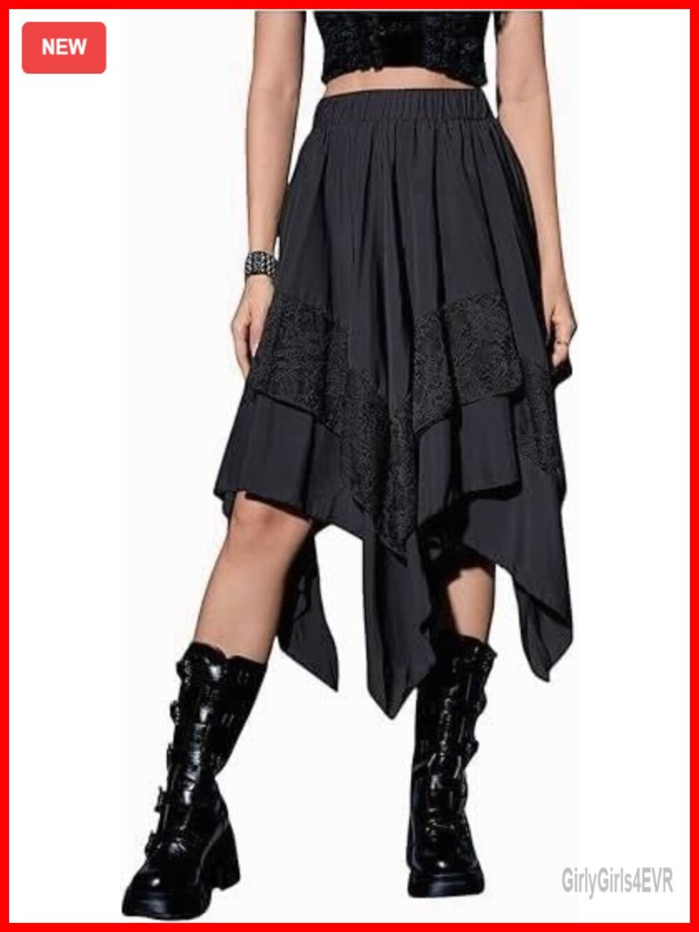 Rayon High Low Asymmetrical Skirt Lace Trim Whimsical Renaissance